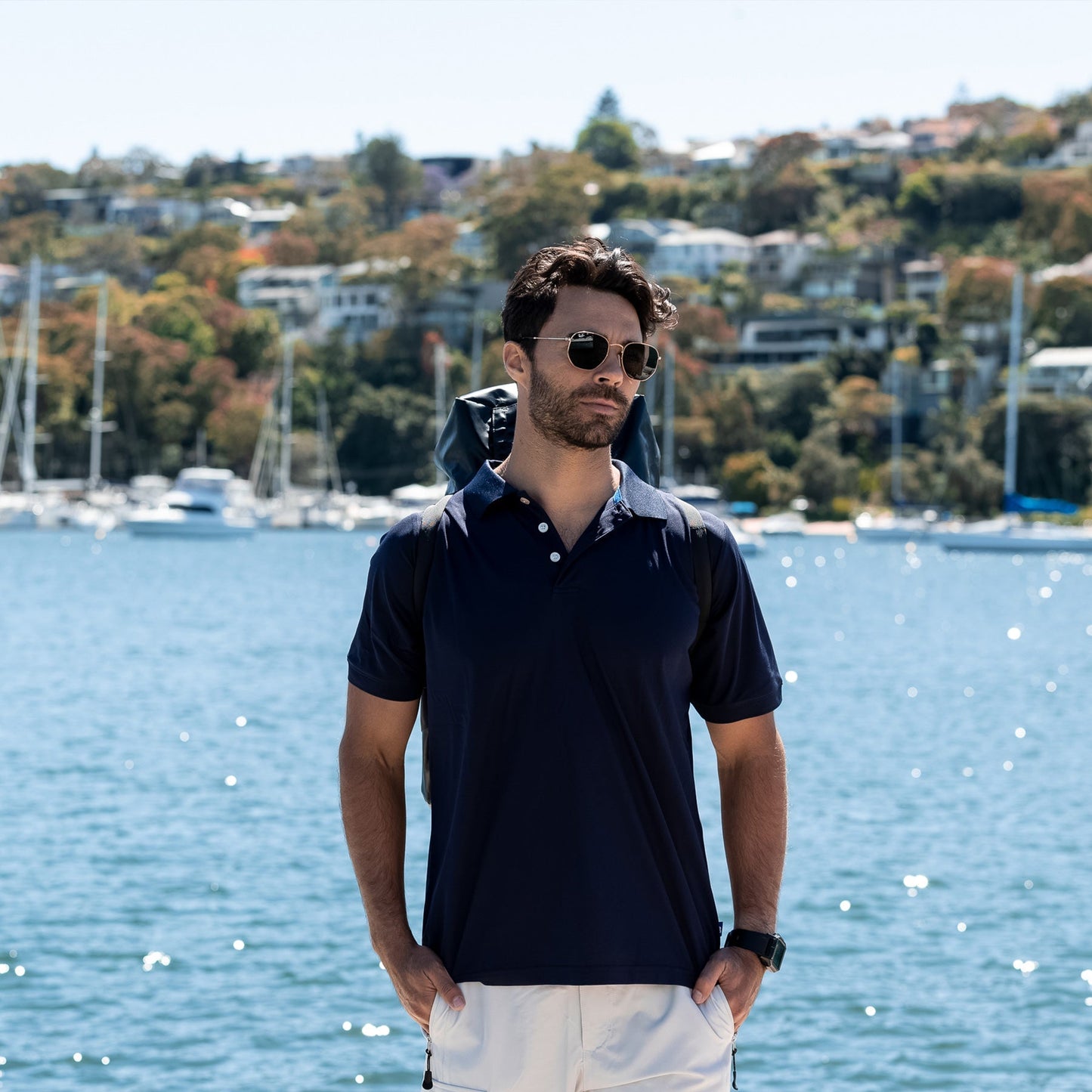 Saltwater Veterans Crew Polo - Navy