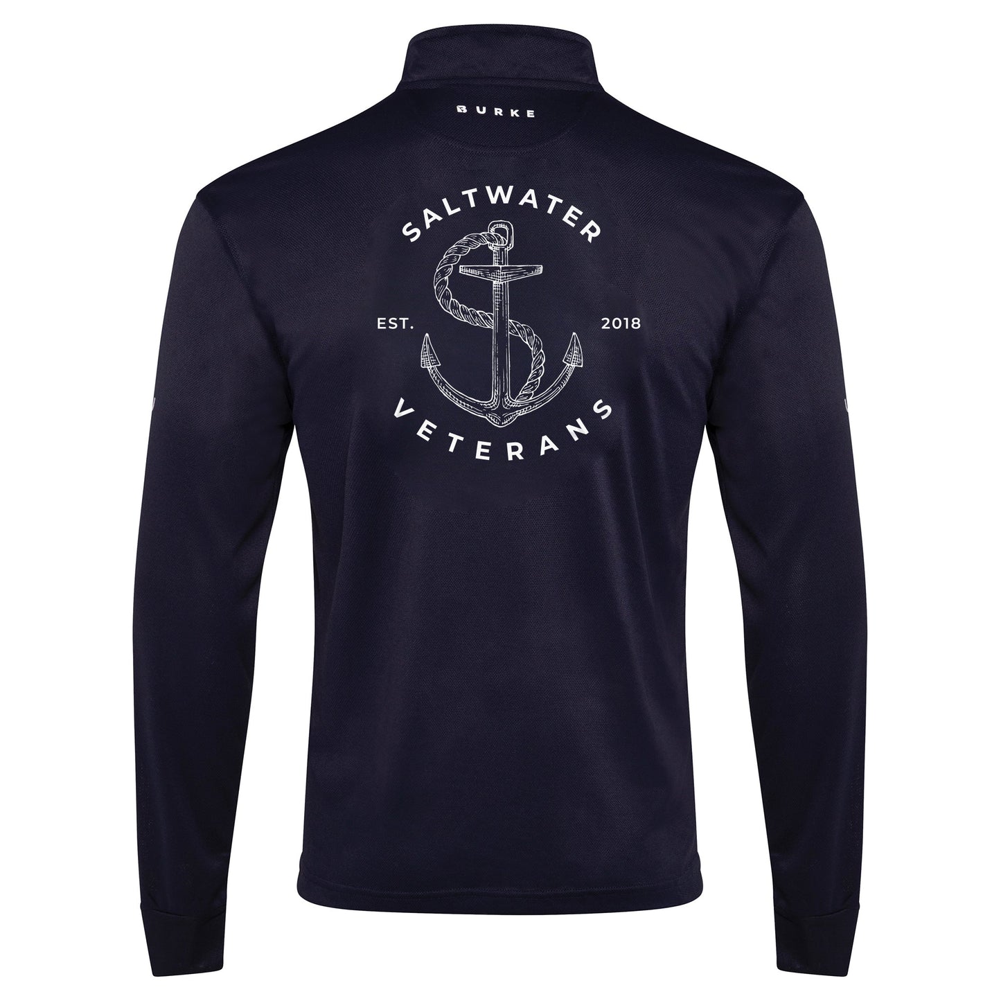 Saltwater Veterans Crew Long Sleeve Polo - Navy